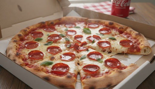 shutterstock_2742726031.jpg A freshly baked pepperoni pizza in a takeout box