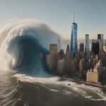 100% Tsunami Threat—UNESCO’s Shocking Warning… A massive tsunami wave approaching a city skyline