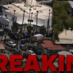 Two-Hour Warning IGNORED Before Mosque Massacre… Aerial view of a large police presence at a scene marked as breaking news