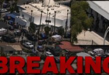 Two-Hour Warning IGNORED Before Mosque Massacre… Aerial view of a large police presence at a scene marked as breaking news