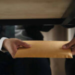 Elite Club Exposed — Spy Goldmine Unlocked Two people exchanging an envelope under a table.