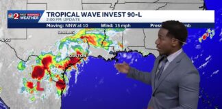Invest 90-L forms over Mexico near the Gulf; heavy rain, flooding possible in Texas, Louisiana