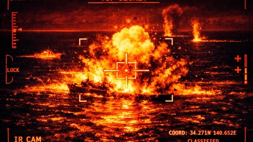 Top,Secret,Footage,Of,A,War,Bombing,Through,The,Eyes An explosion occurring in the ocean captured through an infrared camera