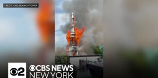 Video shows steeple collapse as fire tears through Brooklyn church