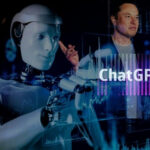 Thiel Drops Anthropic Bombshell Humanoid robot typing with holographic interface and ChatGPT text overlay