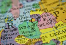 Poland’s Ukraine Backlash Explodes Close-up of a political map of Eastern Europe