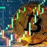 Crypto Spying Plot Snags American Student Bitcoin symbol overlaid with stock market graphs.