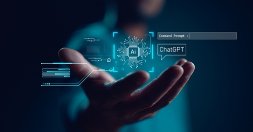 Ai,Tech,,Businessman,Show,Virtual,Graphic,Global,Internet,Connect,Chatgpt A hand reaching out with digital elements representing AI and ChatGPT