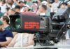 Camera Crackdown Ignites Sports TV Fight Broadcast camera with ESPN branding at a sports event
