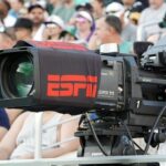 Camera Crackdown Ignites Sports TV Fight Broadcast camera with ESPN branding at a sports event