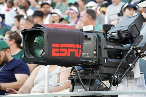 Orlando,,Florida,-,February,26,,2023:,An,Espn,Camera,Films Broadcast camera with ESPN branding at a sports event