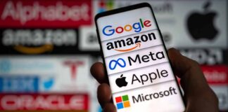 Smartphone screen showing major tech company logos