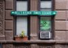 Con Ed Uniform, Door Kick-In, Brooklyn Chaos Apartment facade with windows, neon sign, and street direction sign